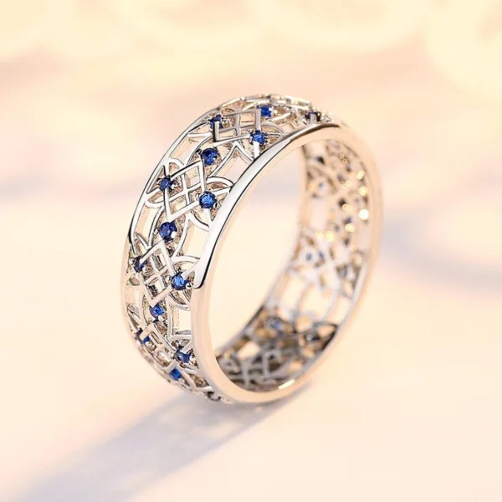 Beautiful Saphire Eternity Band with Intricate design!